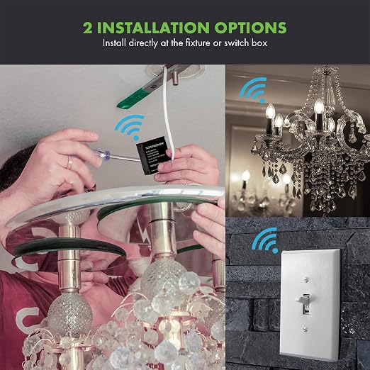 TOPGREENER Wi-Fi Single Relay Module, 120-240VAC, 10A, Smart Switch | Hidden Smart Switch for Fans, Lights and Outlets; 2.4GHz Wi-Fi, Alexa and Google Assistant, Neutral Required, TGWFRSM1