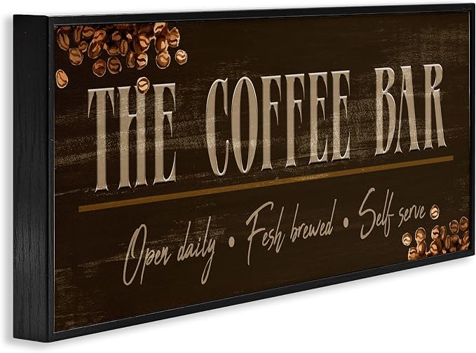 Rustic Coffee Bar Sign Plaid, 13 x 30 Inch Framed Giclée Print | Stupell Industries · By Kim Allen · Ready to hang · Great for kitchen or dining room · Made in USA