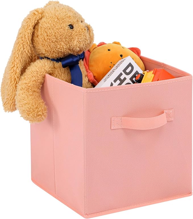 Stero 13x13x13 Inch Fabric Storage Bins 6 Pack Fun Colored Durable Storage Cubes with Handles Foldable Cube Baskets for Home, Kids Room, Closet and Toys Organization Peachpuff