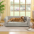 Dog Sofa Couch for Medium and Large Dogs, Memory Foam Dog Sofa Couch with Washable Fabric, Durable Elevated Pet Bed with Legs, Removable Cushion for Medium to Large Dogs, Beige