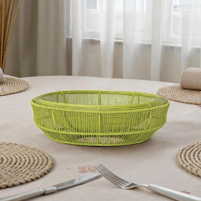 Bloomingville Metal Wire Double-Wall Bowl, Chartreuse