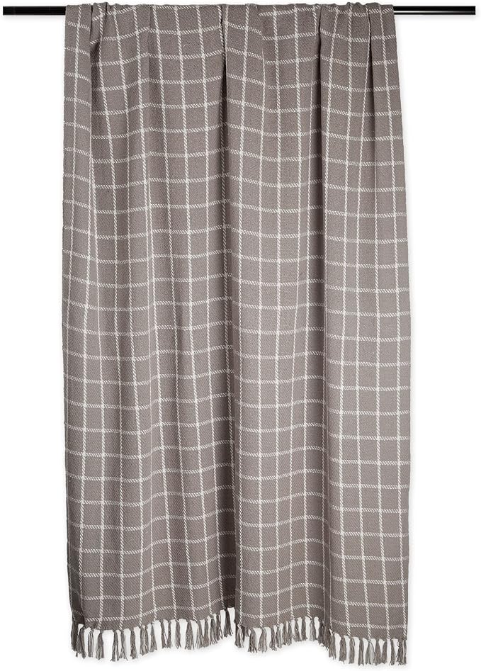 DII Transitional Checked Plaid Woven Throw, 50x60, Gray
