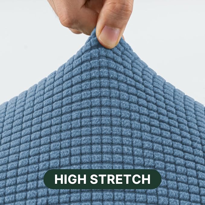 H.VERSAILTEX Stretch T Cushion Chair Sofa Slipcover T Cushion Covers for Living Room Armchair Couch Cover T Cushion Slipcover Seat Cover with Elastic Bands Thicker Jacquard Fabric, Dusty Blue