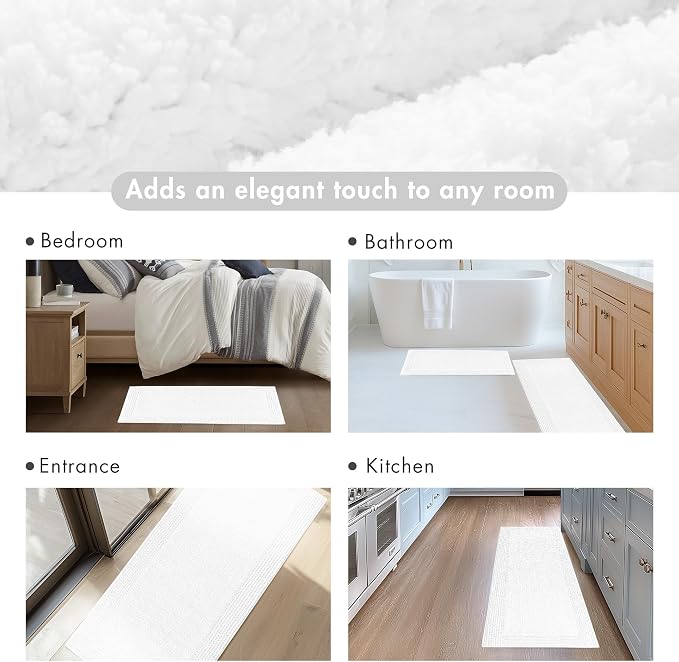 Madison Park Splendor Reversible 100% Cotton Bath Rug, 21 x 34, White | Tufted Bathroom Mat, 3000 GSM, Hotel Quality, Luxurious Plush, Medium Pile, Absorbent, Quick Dry, OEKO-TEX, Shower Room Décor