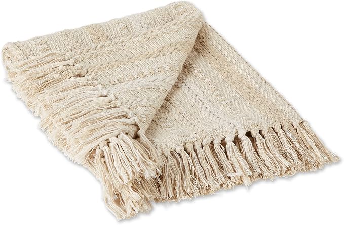 DII Braided Striped Decorative Throw Blanket, 50x60, Vintage Linen