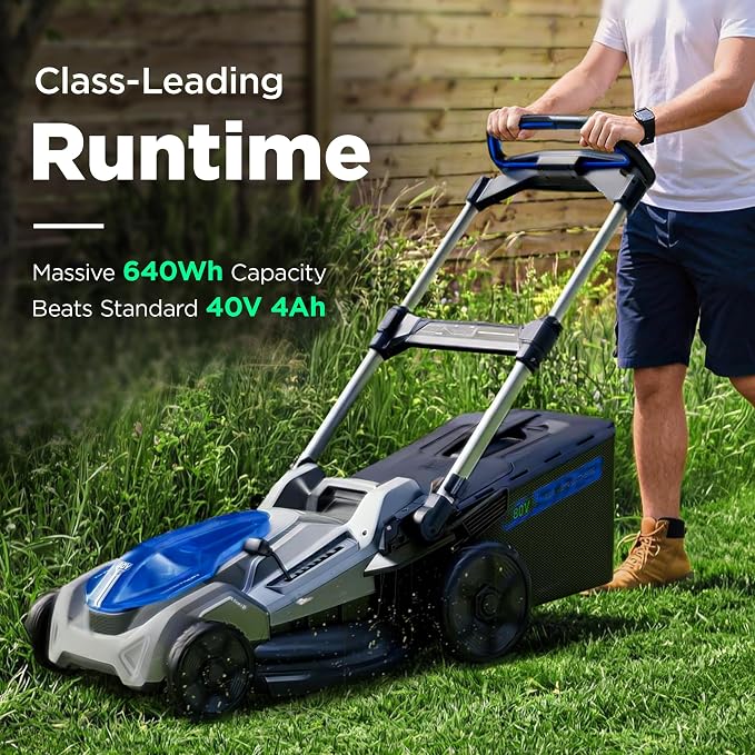 21" Cordless Lawn Mower, 40V Self-Propelled Mower with 4×4.0Ah Battery & Charger, Ultra-Quiet Motor for Small Yards, Lawn Care, Backyard Maintenance