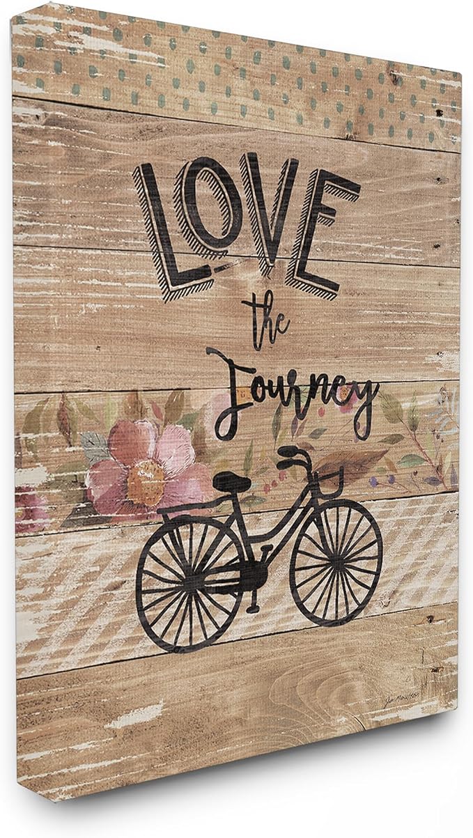 Stupell Industries Journey Bicycle Floral, 24 x 30 Inch Canvas Wall Art | Stupell Industries | 24 x 30 Inches, Easy to Hang and Sturdy, Made in USA, by Jo Moulton