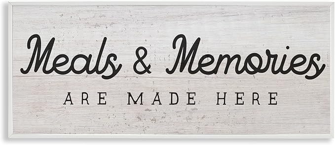 Meals and Memories Kitchen Sign, 10 x 24 Inch Framed Giclée Print | Stupell Industries · By Lil' Rue · Ready to hang · Rustic charm for kitchen or dining room · Made in USA