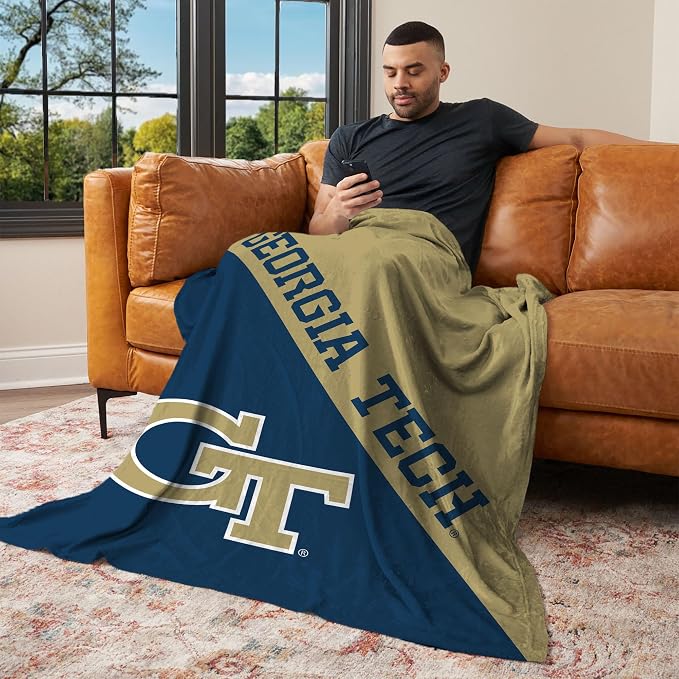 Northwest NCAA Silk Touch Throw Blanket, Ultra Soft Plush Polyester, Lightweight Warm Decorative Fan Gift, 46 x 60 in
