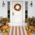 OJIA Front Door Mat 24"x36" Cotton Woven Washable Striped Porch Rug Indoor Outdoor Doormat Small Outdoor Rugs Farmhouse Entry Kitchen Throw Rug for Layered Door Mats (Orange/White/Tan)