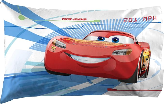 Jay Franco Kids Sheet Cartoon Set with Fitted, Flat Sheets & Pillow Cover - Ultra-Soft Bedding with Pillowcase for Room Decor, Red - Cars, 4 Piece Full