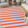 Bottalive Fall Decor Orange Striped Rug, 4' x 6' Cotton Reversible Foldable Washable Area Rug, Layering Rug for Hello/Welcome Door Mat, Washable Cotton Woven Farmhouse Mat for Front Porch