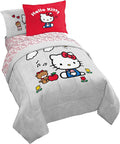 Sanrio Hello Kitty Full Comforter Set 7 Piece Bedding for Girls, Grey | Bed in a Bag, Comforter Sheets Shams Pillowcases, Official Product, Soft Microfiber, Machine Washable, Girls Gift