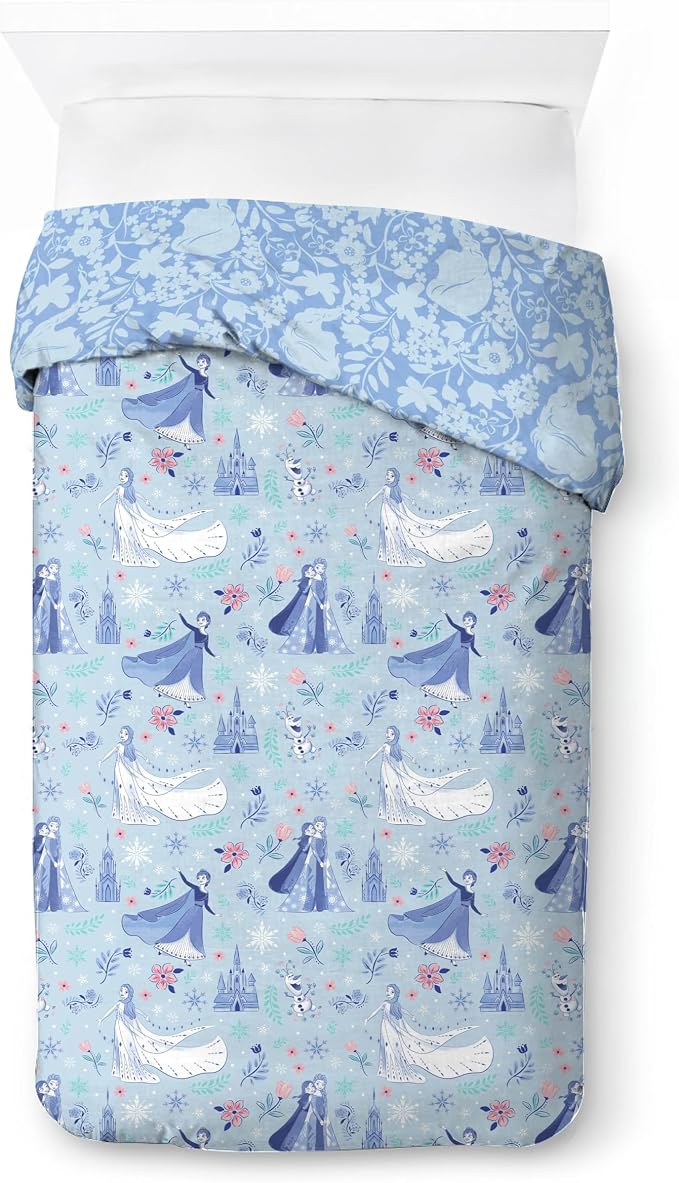Jay Franco Kids Duvet Cover Set with Sham & Pillowcase – Ultra-Soft Bedding for Room Decor, Cover ONLY Comforter NOT Included, Blue - Frozen, 2 Piece Twin