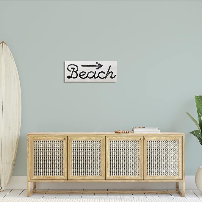 'Weathered Beach Direction Sign Rustic Arrow'| Canvas Art | Stupell Industries | 24 x 10 Inches, Easy to Hang and Sturdy, Made in USA, by Lil' Rue