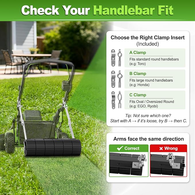 Lawn Striping Kit for 21" Walk-Behind Mowers, No-Sand Grass Striper Roller | No Sand Filling Required • Compatible with EGO LM2100, Toro Recycler & Honda HRX217 • Quick-Release • Works With Bagger