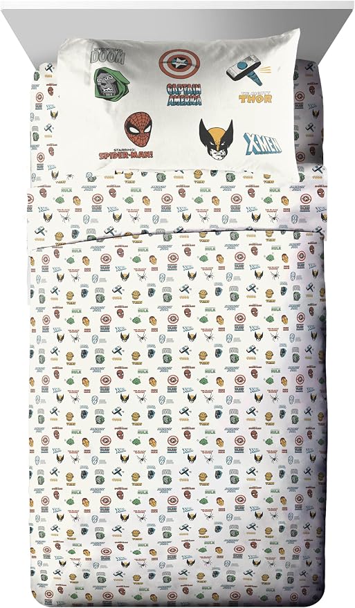Marvel Comics Avengers Twin Comforter Set 5 Piece Bedding for Boys, Gray | Hulk Captain America, Comforter Sheets Sham Pillowcase, Official Product, Microfiber, Machine Washable, Boys Gift