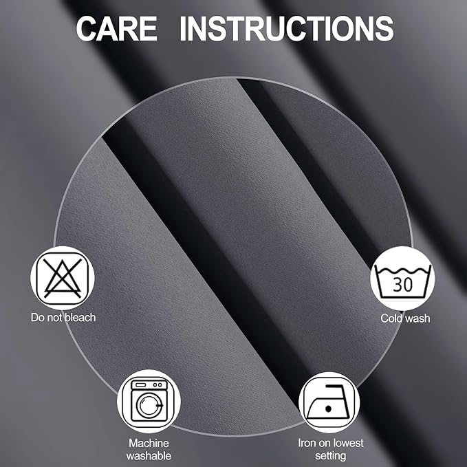 LEMOMO Blackout Curtains 40 x 63 inch/Grey Curtains Set of 2 Panels/Thermal Insulated Room Darkening Bedroom Curtains