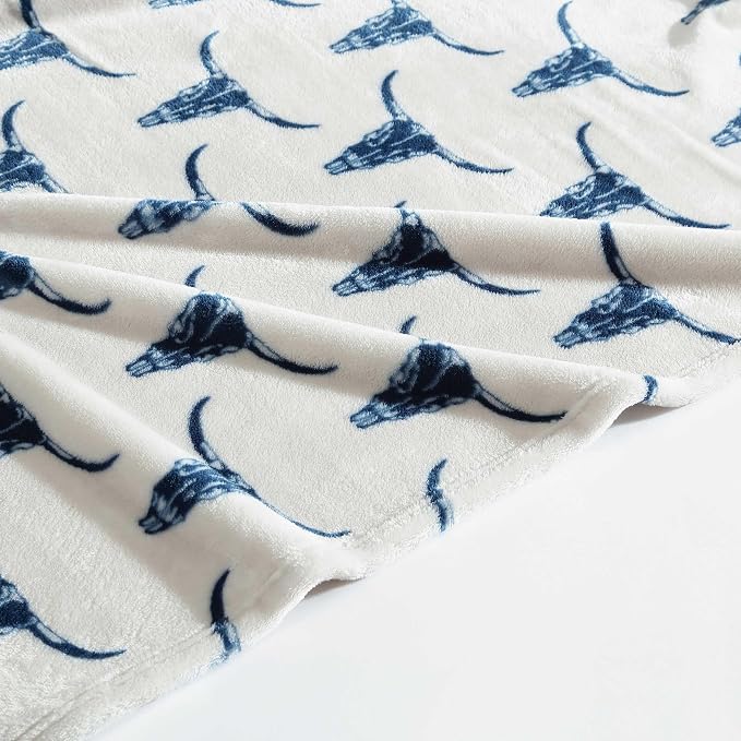 Wrangler - Blanket, Super Soft Plush Bedding, Yellowstone Inspired Throw Blanket for Couch or Bed (Plains Creek Blue, 50" x 70")