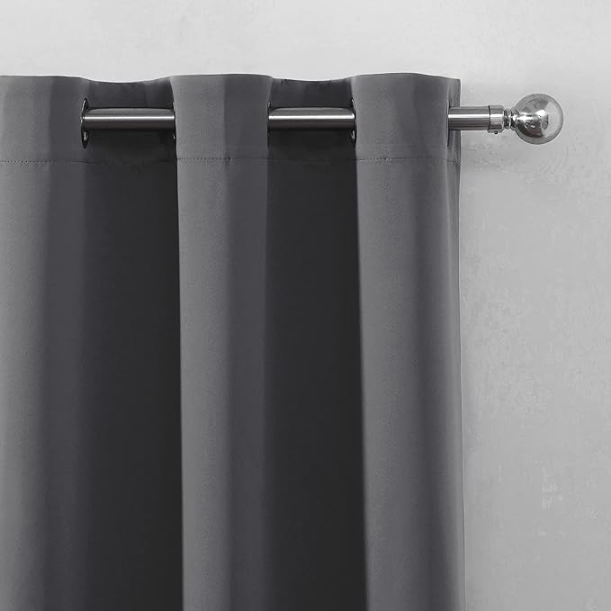 LEMOMO Frost Grey Blackout Curtains/52 x 45 Inch Length Kids Curtains/Set of 2 Panels Grommet Bedroom Curtains for Living Room