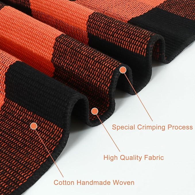 KIMODE Buffalo Plaid Fall Outdoor Rug 27.5"x43",Washable Halloween Door Mat,Reversible Front Porch Rug,Checkered Layering Rug for Entryway,Halloween Front Porch Decor,Orange and Black