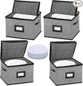 China Storage Containers-4PACK Quilted Dish Storage Containers with Lid Hard Shell for Moving Transport, Dinnerware,Stackable Plate Storage,24 Felt Plate Dividers Included,12 * 12 * 8in | 12*12*8in Dish Storage Containers with Lid Hard Shell for Moving...