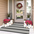 IOHOUZE Black and White Striped Rug 3'x5' Front Door Rugs Outdoor, Washable Area Rug for Front Porch, Spring Summer Doormats Outdoor Indoor, Cotton Rugs for Entryway Porch Entrance
