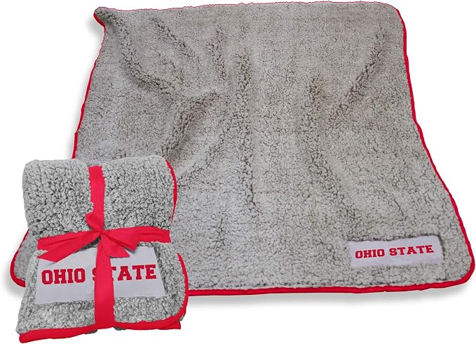 Logo Brands NCAA Frosty Fleece Blanket (50" x 60") – Soft & Warm Sherpa Material with Team Logo, Team Color Trim, Great Gift for Alumni & Students
