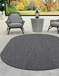 Unique Loom Outdoor Solid Collection Area Rug (5' 3" x 8' Oval Black/Ivory)
