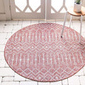Unique Loom Outdoor Trellis Collection Area Rug - Tribal Trellis (4' 1" Round, Rust Red/ Ivory)