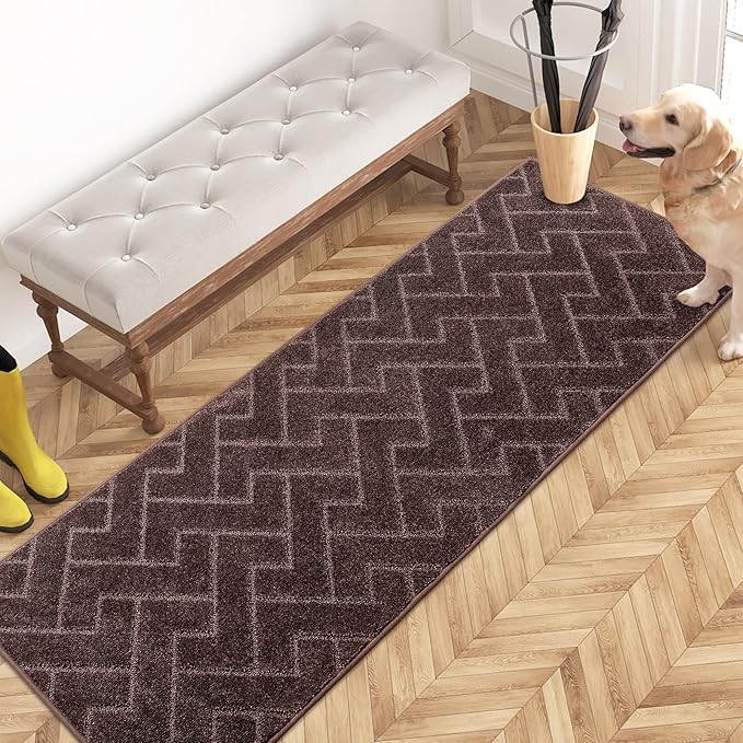 PURRUGS Dirt Trapping Door Mat 24" x 70", Non-Slip Machine Washable Entry Rug, Dog Doormat, Indoor Front Door Mat, Super Absorbent Entryway Rug for Muddy Shoes & Paws, Brown