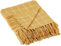 DII Transitional Checked Plaid Woven Throw, 50x60, Honey Gold