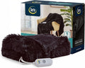 Serta Mila Shaggy Heated Throw Blanket - Soft Faux Fur Heated Blanket, Fast Heating, Auto Shut Off Timer, Low EMF, 5 Heat Setting, ETL Certified, Machine Washable Electric Blanket, Black 50"x60"