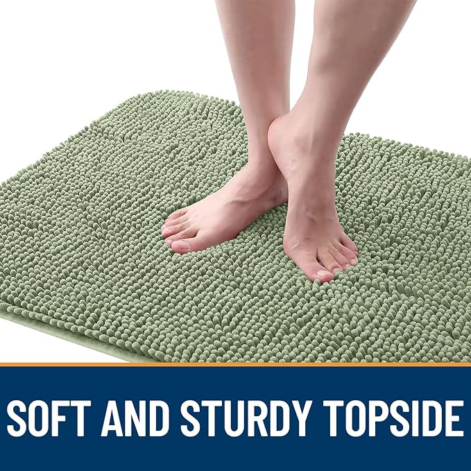 OLANLY Dog Door Mat for Muddy Paws 59x35, Absorbs Moisture and Dirt, Absorbent Non-Slip Washable Doormat, Quick Dry Chenille Mud Mat for Dogs, Entry Indoor Entryway Carpet for Inside Floor, Sage Green