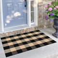 KILOCOCO Buffalo Plaid Checkered Rug 27.5x43 in Brown Black Front Door Rug | Cotton Woven Outdoor Rug, Machine Washable Front Door Mat, Indoor Entryway Rug, Low Pile Welcome Mats for Farmhouse