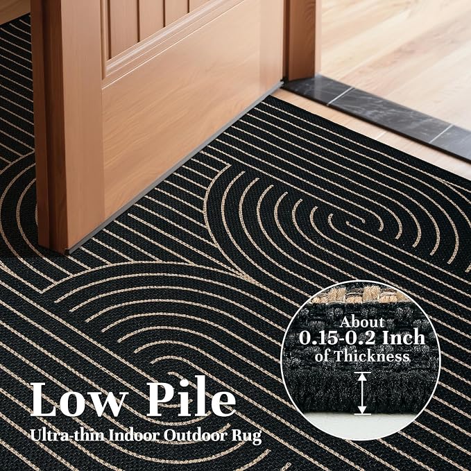 EDIMENS 3x5 Outdoor Rugs Easy Jute Porch Patio Rug Front Door Mat Entryway | Washable Non-Slip Geometric Rugs for Entryway Indoor Outdoor Farmhouse Rug Modern Carpet Area Rug for Living Room Kitchen
