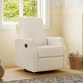 Davinci Lucas Pillowback Swivel Recliner in Cozy Cream Boucle, Greenguard Gold & CertiPUR-US Certified | GREENGUARD Gold Certified Nursery Recliner Chair w/ High Pillow-Back, Padded Arms & Bonus Lumbar Pillow - Manual, 360° Swivel