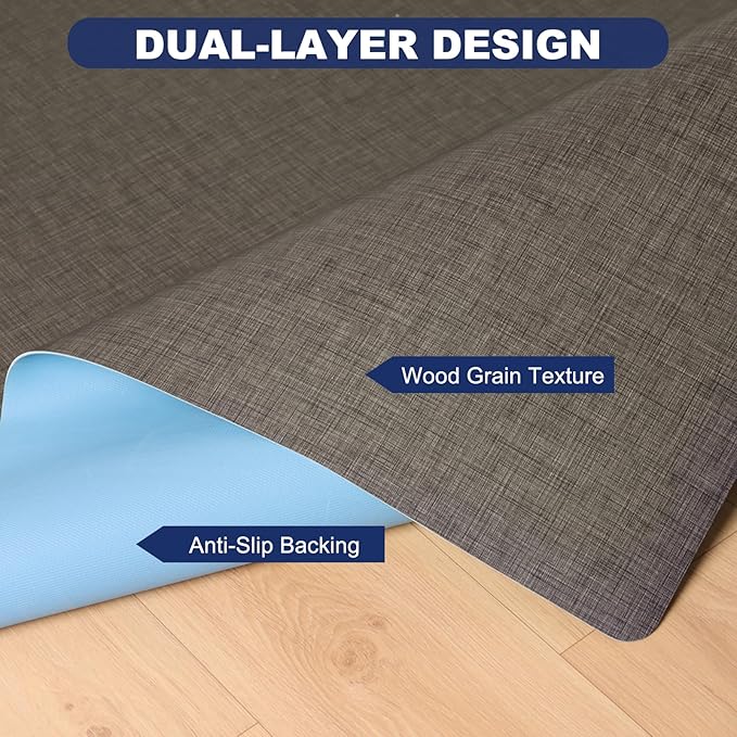 SALLOUS 4’x6’ Plastic Floor Mat for Home, Waterproof & Non Slip Area Rug for Living Room Kitchen, Heavy Duty Vinyl Floor Protector Door Mat for Entryway, Odor Resistant Indoor Outdoor Mat, Dark Gray