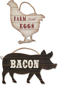DII Farmhouse Wall Art Sign, Chicken and Pig, 2 Piece