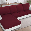H.VERSAILTEX Sectional Couch Covers 4 Pieces Sofa Seat Cushion Covers L Shape Separate Cushion Couch Chaise Cover for Both Left/Right Sectional Couch (Seat Only: 1 Chaise + 3 Sofa, Burgundy)