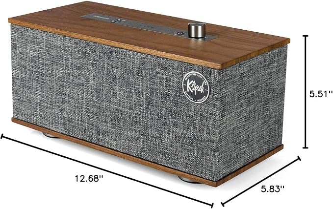 Klipsch The One Tabletop Wireless Stereo in Walnut | Bluetooth-Enabled, Multi-Room Ready, and fits Almost Anywhere