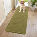 Smiry Dog Door Mat for Muddy Paws 59x24, Absorbent Dirt Trapper, Non-Slip Washable Chenille Entryway Rug for Inside Floor, Willow Green, Classic Solid