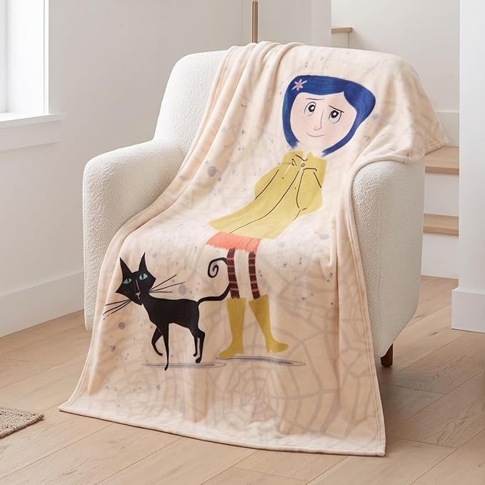 Coraline Button Eyes Bedding Super Soft Cozy Plush Throw, 46 in x 60 in, (Officially Licensed Product) by Franco