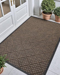 DEXI Front Door Mat Outside Entrance, 3x5 Heavy Duty Entry Doormat Dirt Trapper with Rubber Back, Non Slip Low Profile Floor Mats for Entryway Exterior Patio, Rhombic Brown