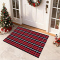 USTIDE Red Black White Plaid Rug 28" x 43" Cotton Front Door Porch Entryway Christmas New Year Holiday Outdoor Decor Mat