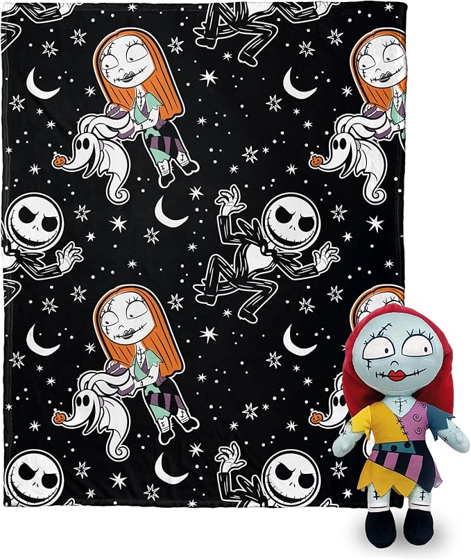 Northwest Nightmare Before Christmas Silk Touch with Hugger, Sally Frights, 50 x 40 inches