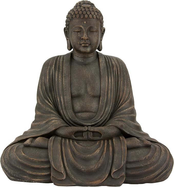 Red Lantern 2.5 ft. Tall Japanese Sitting Buddha Statue