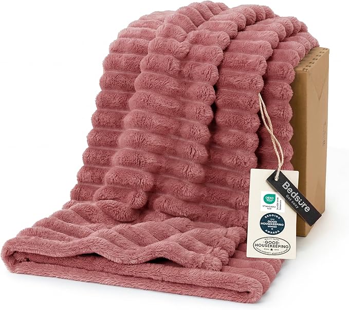 Bedsure GentleSoft Dusty Pink Fleece Blanket for Couch - Cozy Soft Blankets for Women, Cute Small Throws for Girls, 50x70 Inches