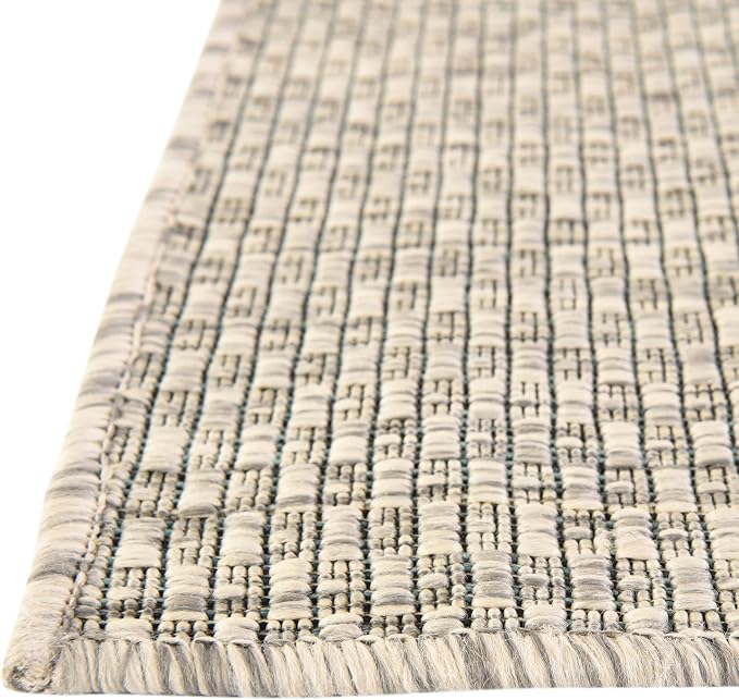 Unique Loom Collection Casual Transitional Solid Heathered Indoor/Outdoor Flatweave Area Rug (2' x 3' 1" Rectangle, Light Gray/Ivory)