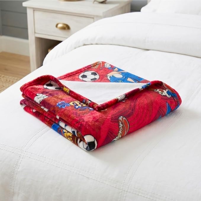 Sonic The Hedgehog Kids Sports Soccer Throw Blanket, 46 in x 60 in, Soft Cozy Decorative Blanket for Couch, Bed, or Sporting Events, 2026 World Soccer Tournament (Officially Licensed Product)by Franco